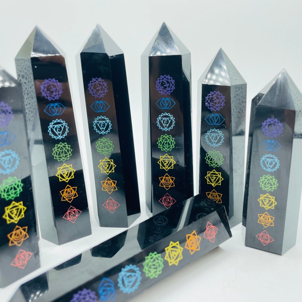 7 Chakras Obsidian Tower Points Crystal Wholesale -Wholesale Crystals
