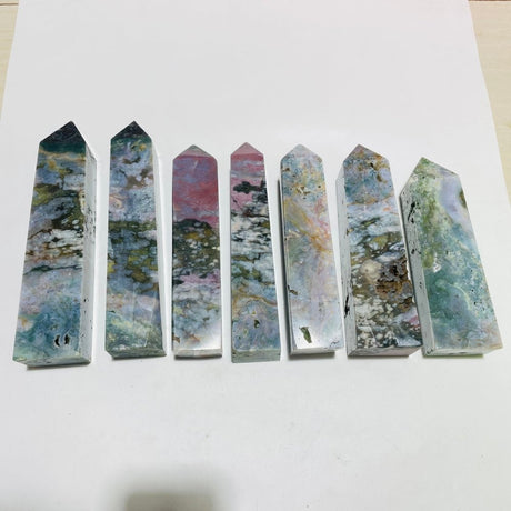 7 Pieces Large Ocean Jasper Four-Sided Tower Points -Wholesale Crystals
