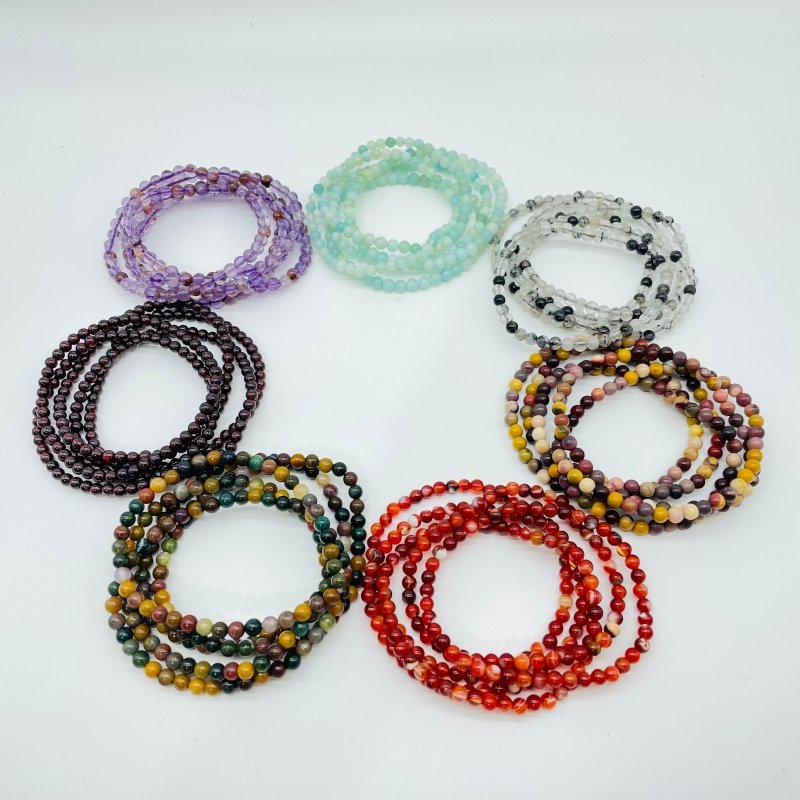 7 Types Mini Beads Bracelet Wholesale Carnelian Black Tourmaline Ocean Jasper -Wholesale Crystals