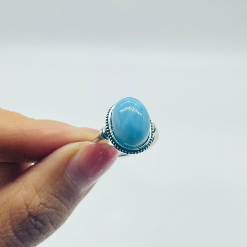 8 Pieces Beautiful Larimar Different Styles 925 Sterling Silver Rings -Wholesale Crystals