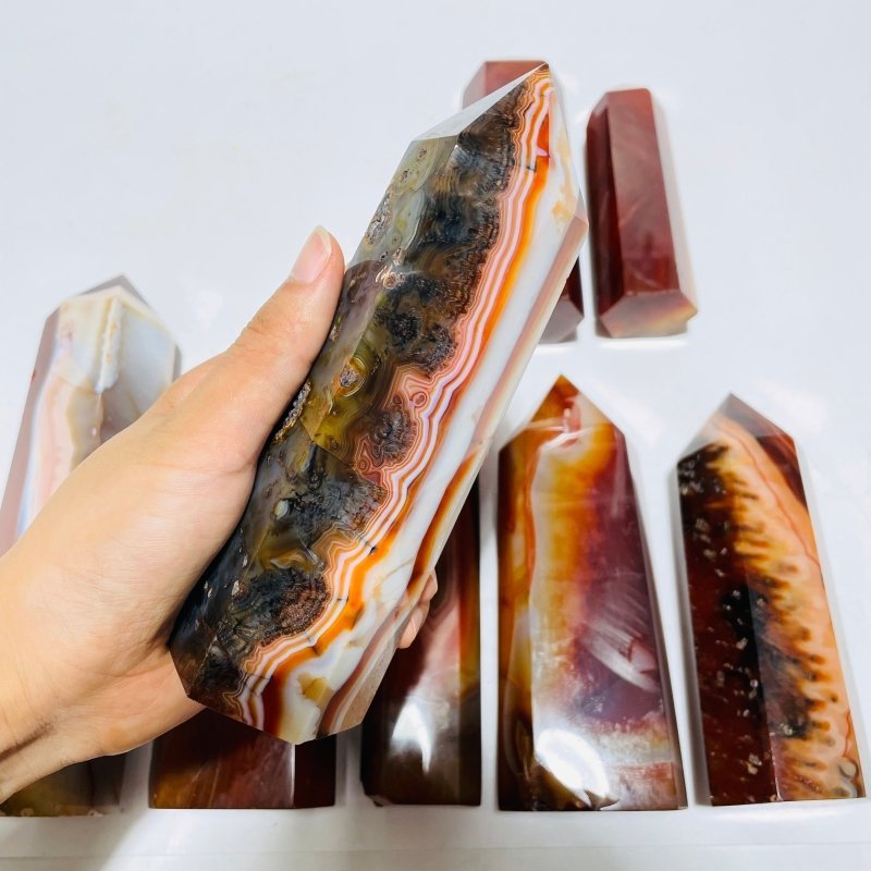 8 Pieces Fat Large Carnelian Points -Wholesale Crystals