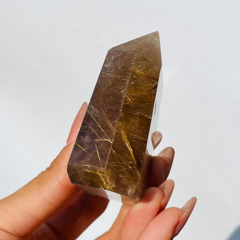 8 Pieces High Quality Gold Rutilated Quartz Points -Wholesale Crystals