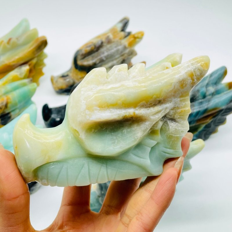 8 Pieces Large Caribbean Calcite Dragon Head Carving -Wholesale Crystals