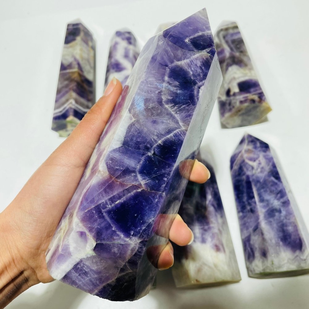 8 Pieces Large Chevron Amethyst Tower Points -Wholesale Crystals