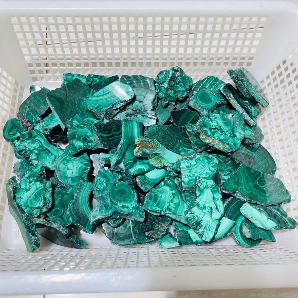 85 Pieces Small Polished Malachite Slab -Wholesale Crystals