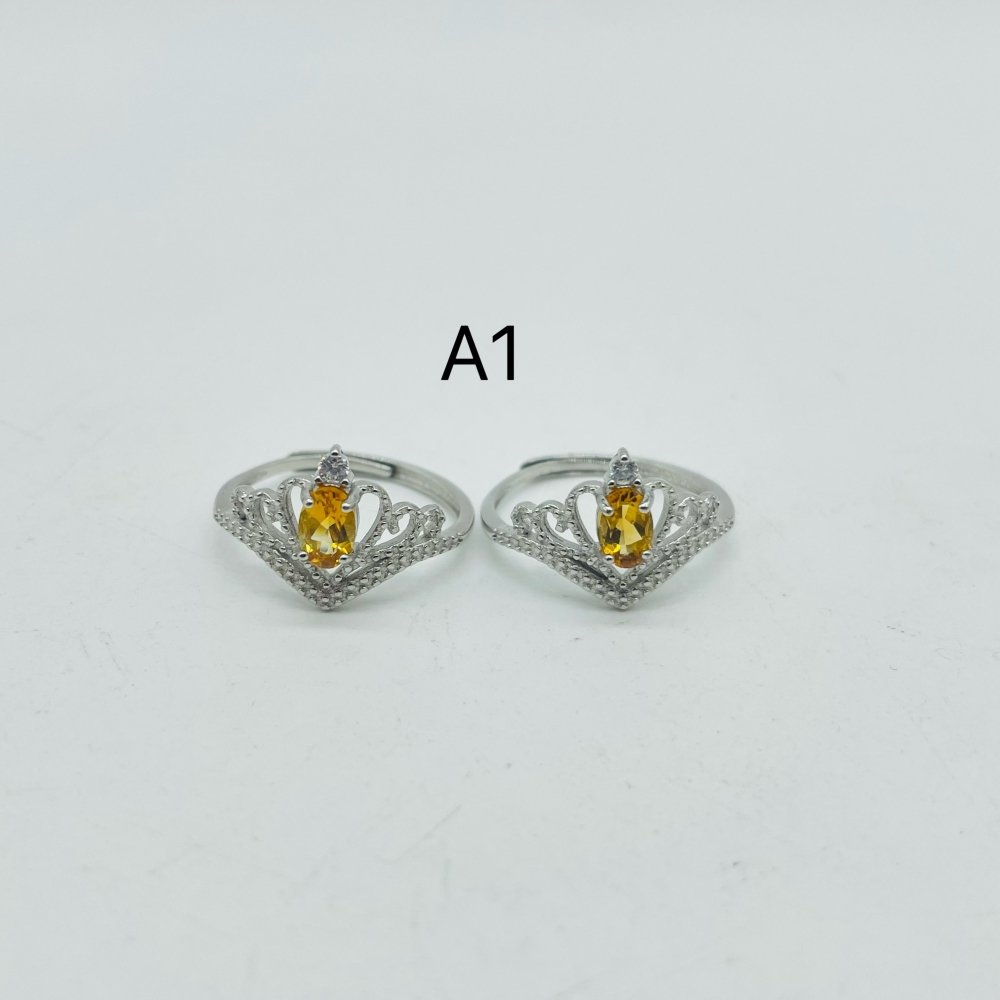 Two Styles Crown S925 Sterling Silver Citrine Crystal Ring Wholesale -Wholesale Crystals