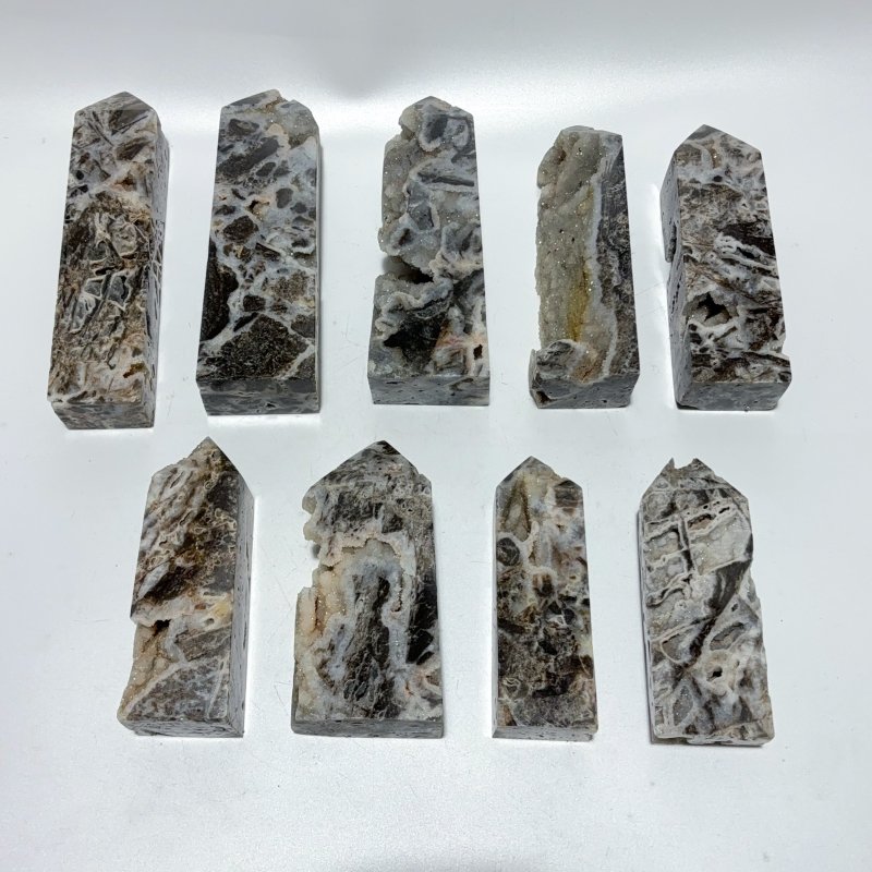 9 Pieces Beautiful Large Geode Sphalerite Four-Sided Tower -Wholesale Crystals