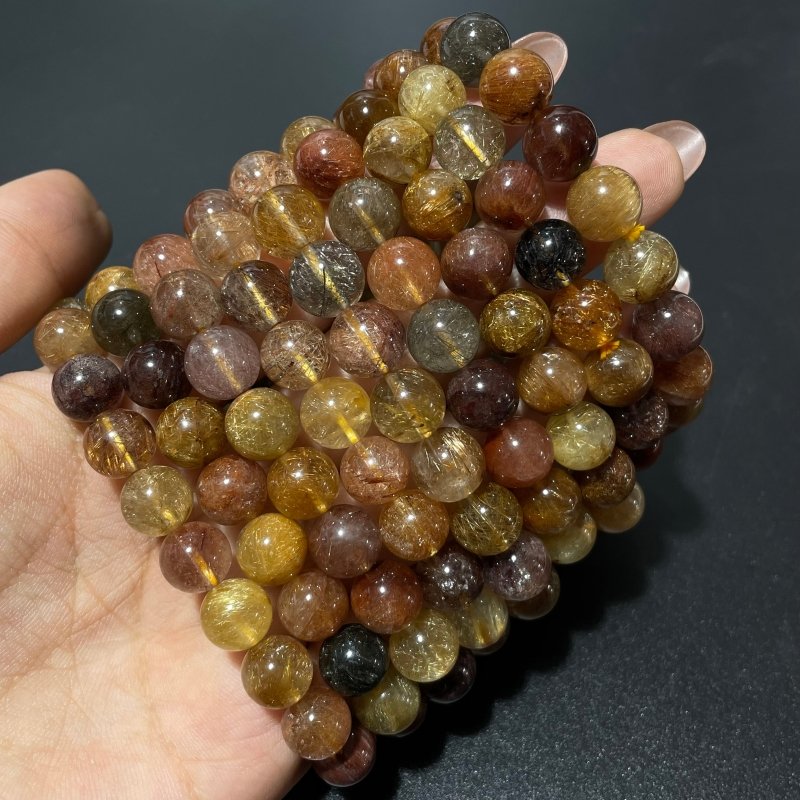 9 Pieces High Grade Rutile Crystal Bracelet -Wholesale Crystals