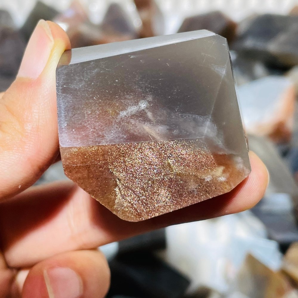 90 Pieces Black Rainbow Sun Stone With Hematite Free Form -Wholesale Crystals