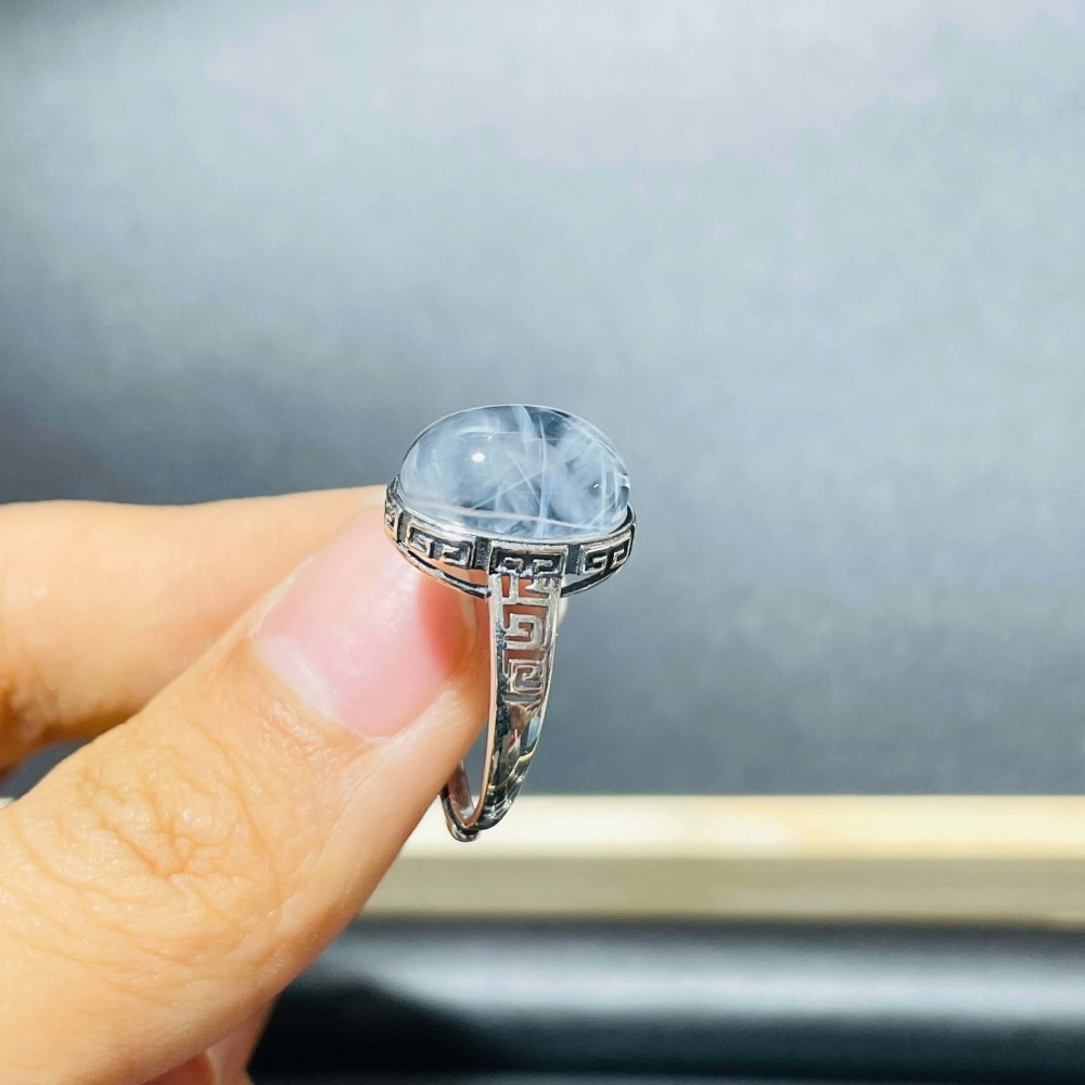 30 Pieces S925 High Grade Blue Angel Feather Quartz Ring -Wholesale Crystals