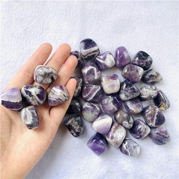 polished amethyst chevron tumbled stones -Wholesale Crystals