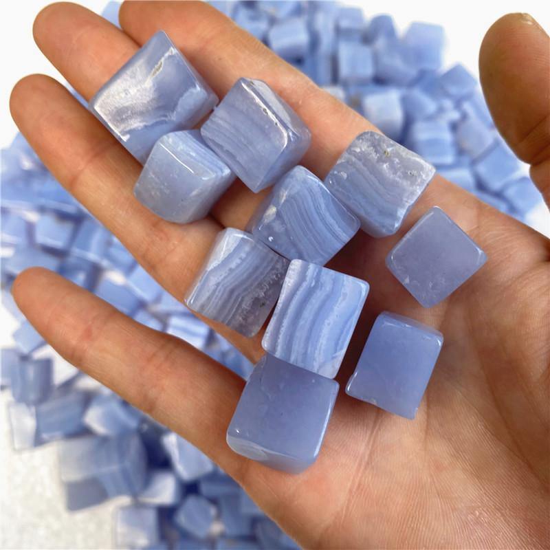 Blue Lace Agate Cube Tumbled -Wholesale Crystals