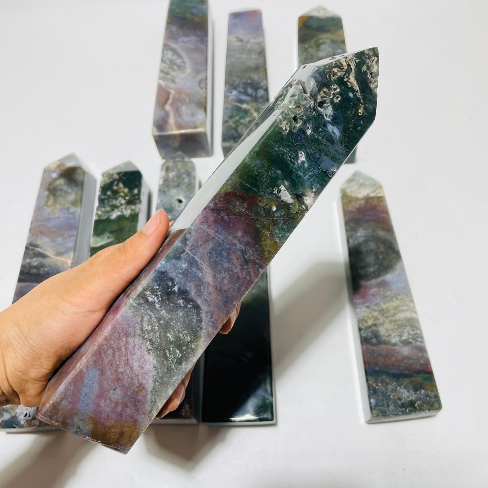 9 Pieces Small Geode Ocean Jasper Tower Points -Wholesale Crystals