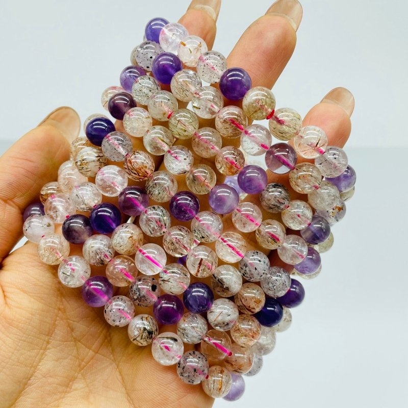 Amethyst Mica Rutile Quartz Mixed Beads Bracelet Wholesale -Wholesale Crystals