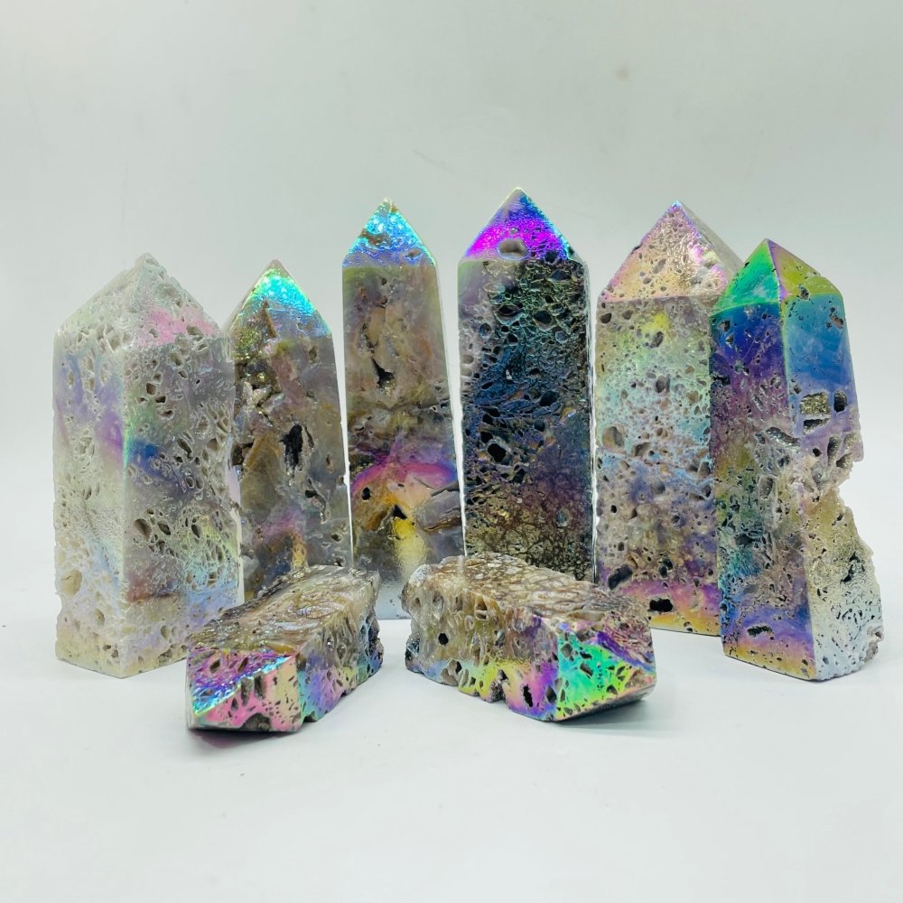 Aura Sphalerite Geode Quartz Four-Sided Tower Points Wholesale -Wholesale Crystals