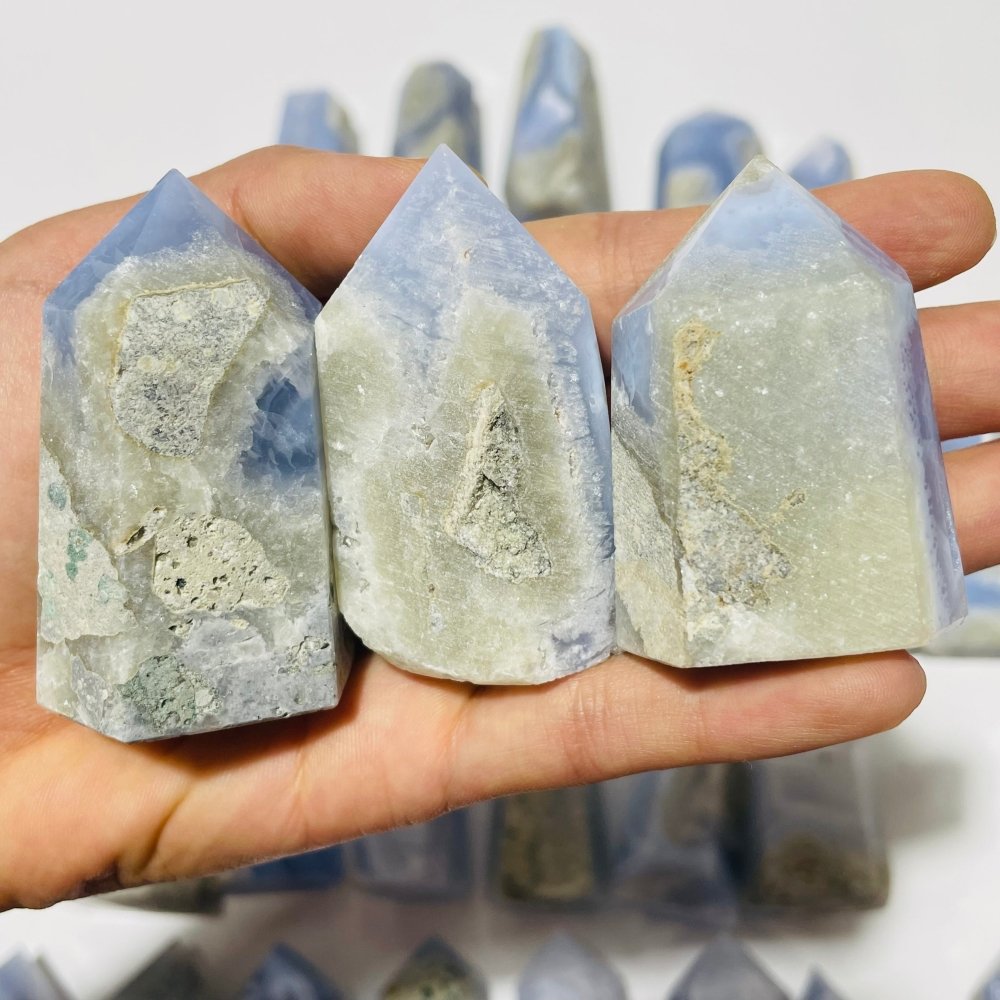 48 Pieces Blue Chalcedony Points -Wholesale Crystals