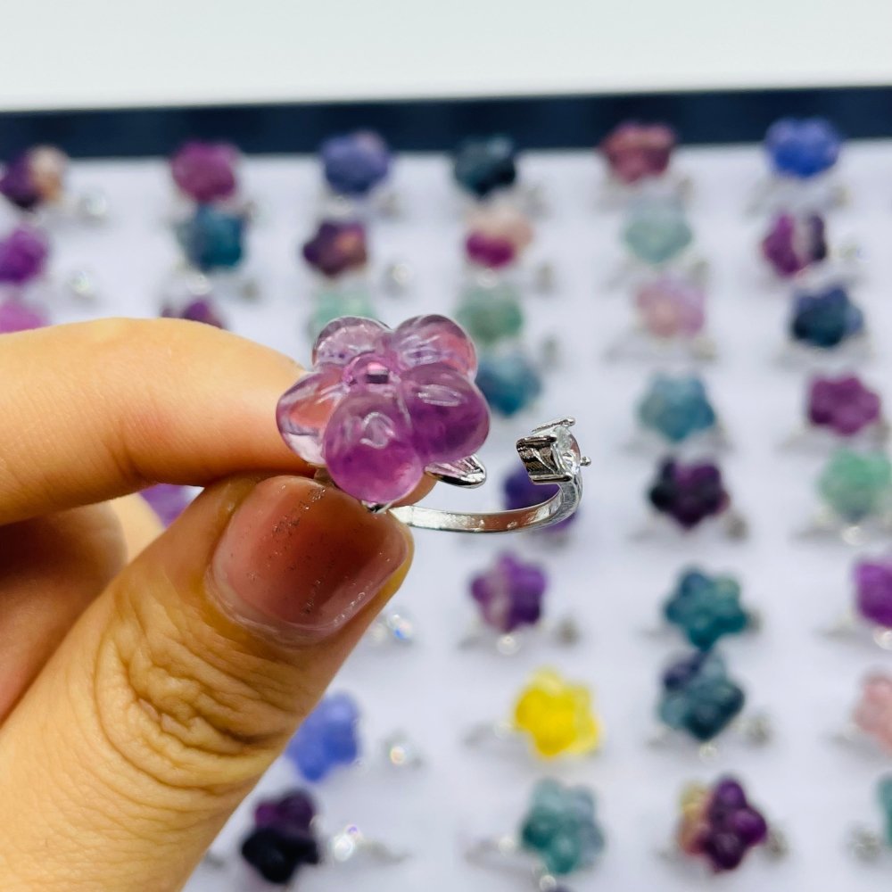 Beautiful Rainbow Fluorite Flower Ring Wholesale -Wholesale Crystals