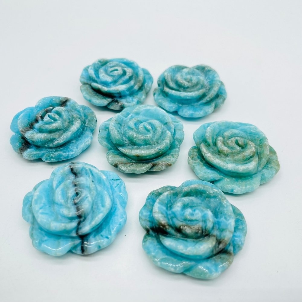 Blue Hemimorphite Rose Flower Carving Crystal Wholesale -Wholesale Crystals