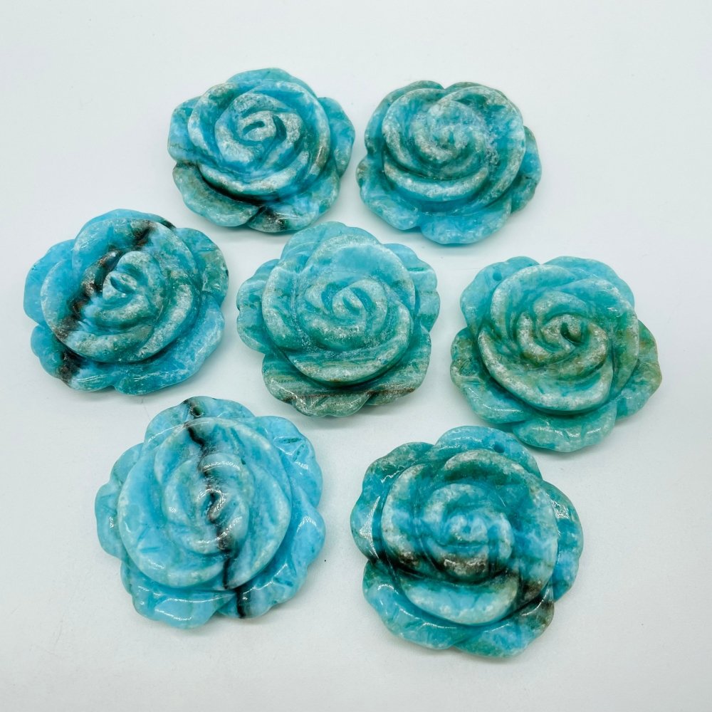 Blue Hemimorphite Rose Flower Carving Crystal Wholesale -Wholesale Crystals