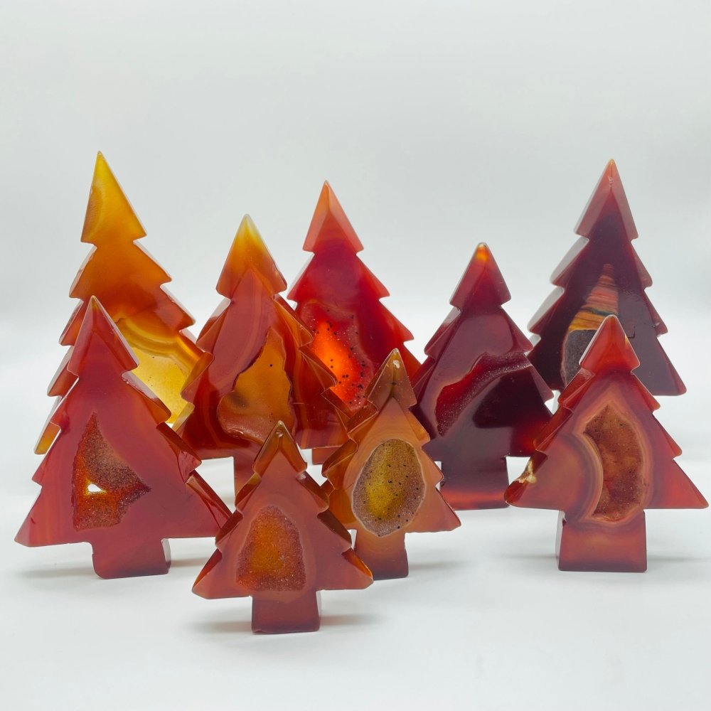 Carnelian Geode Pine Tree Christmas Tree Carving Wholesale -Wholesale Crystals