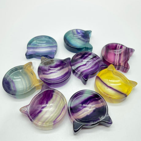 Cat Head Shape Rainbow Fluorite Carving Wholesale -Wholesale Crystals