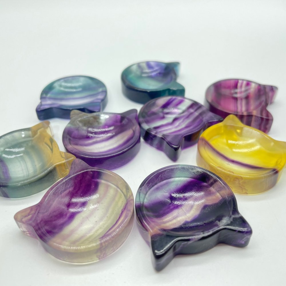 Cat Head Shape Rainbow Fluorite Carving Wholesale -Wholesale Crystals