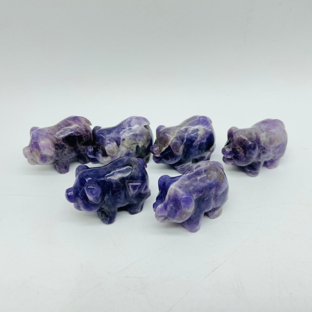 Chevron Amethyst Pig Carving Animal Wholesale -Wholesale Crystals