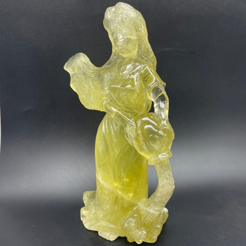 Citrine Goddess Girl Watering Flowers Carving -Wholesale Crystals
