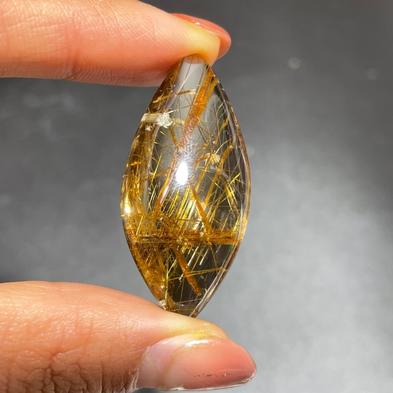 Eye Shape Gold Rutile Pendant Jewelry Making -Wholesale Crystals