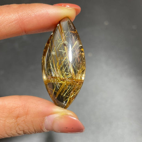 Eye Shape Gold Rutile Pendant Jewelry Making -Wholesale Crystals