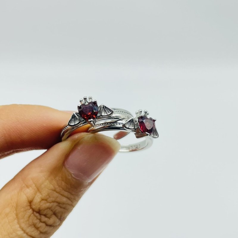 Garnet Cut Faceted Heart Ring Bat Crown Wholesale -Wholesale Crystals