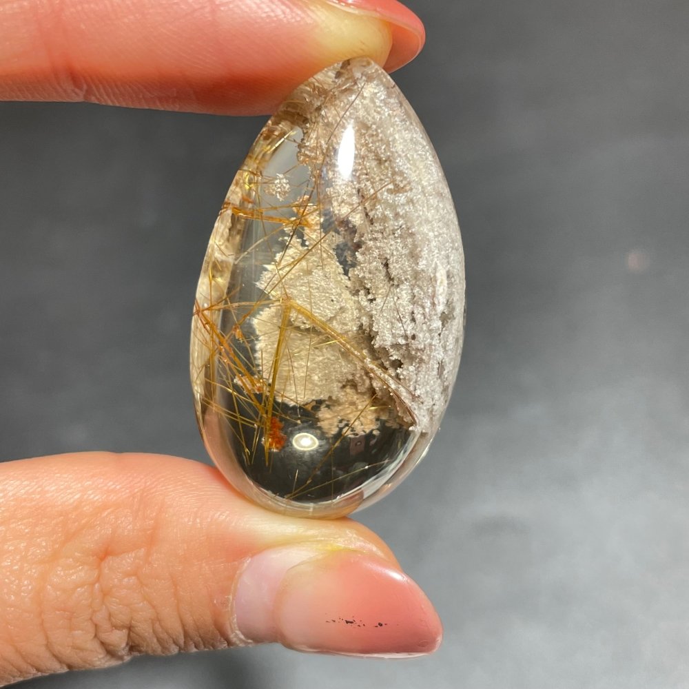 Gold Rutile Mixed White Garden Quartz Teardrop Pendant -Wholesale Crystals