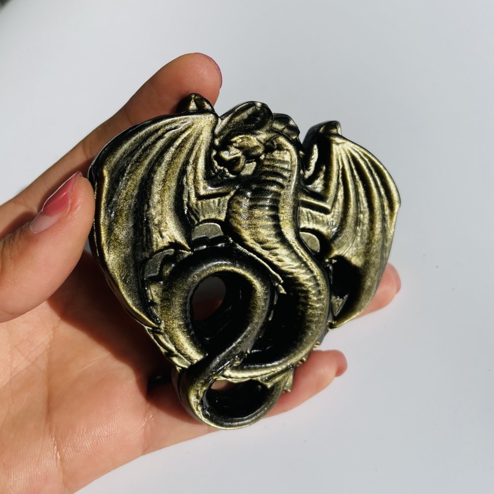 Gold Sheen Obsidian Dragon Carving Wholesale -Wholesale Crystals