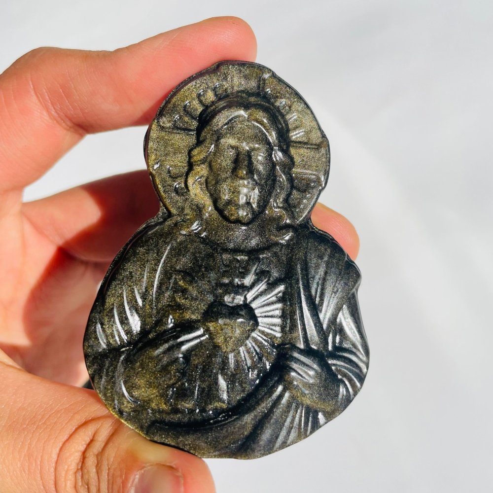 Gold Sheen Obsidian Jesus Carving Wholesale -Wholesale Crystals