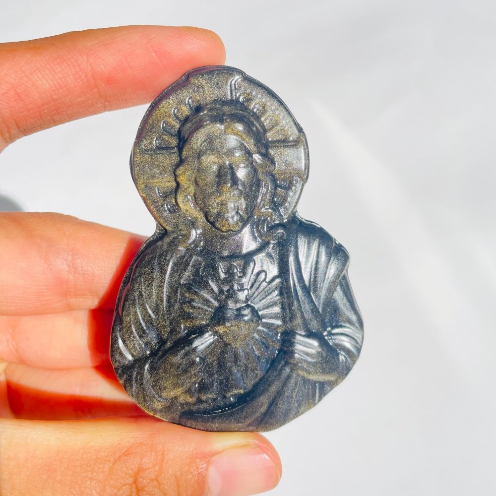 Gold Sheen Obsidian Jesus Carving Wholesale -Wholesale Crystals