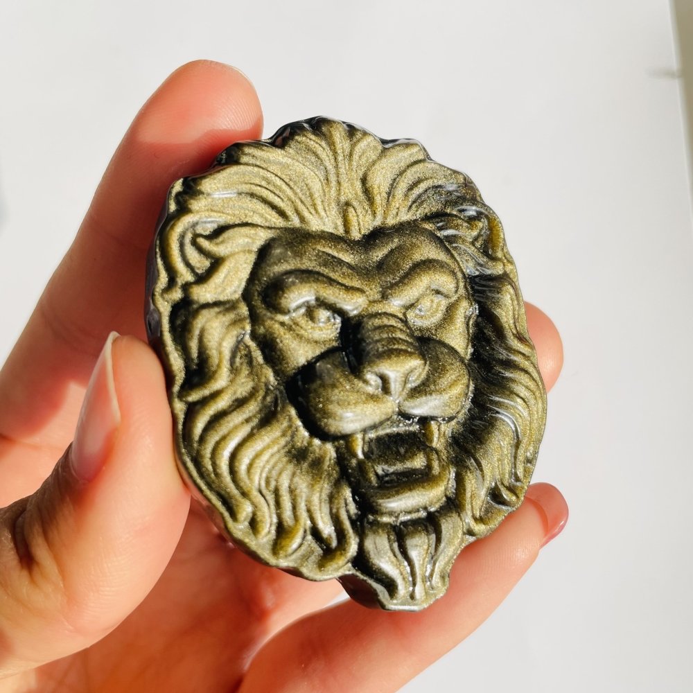 Gold Sheen Obsidian Lion Head Carving Wholesale -Wholesale Crystals