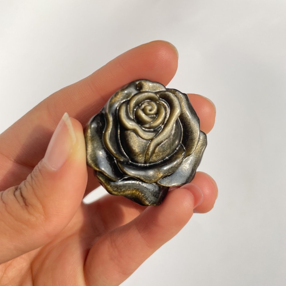 Gold Sheen Obsidian Rose Flower Carving Wholesale -Wholesale Crystals
