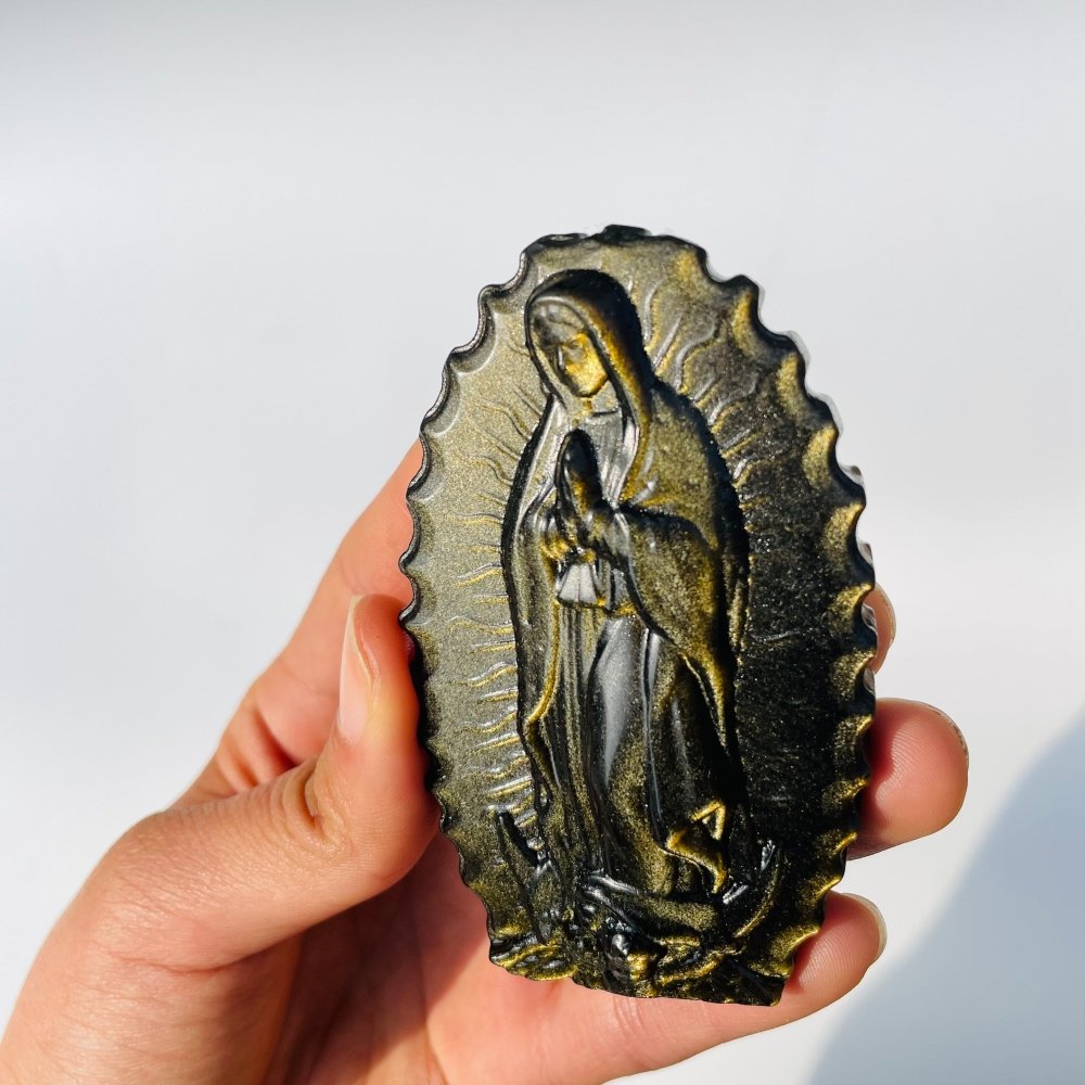 Gold Sheen Obsidian Virgin Mary Carving Wholesale -Wholesale Crystals