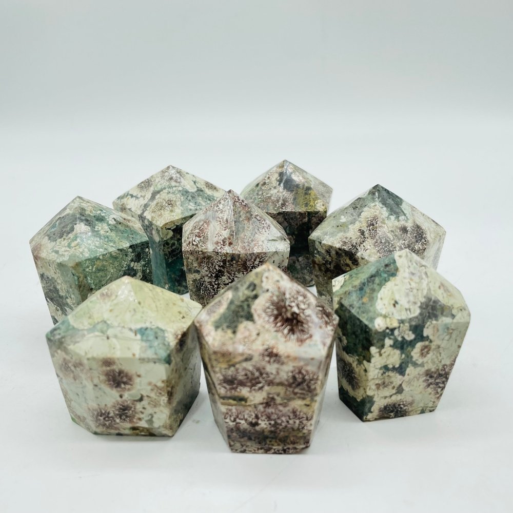 Green Flower Rhyolite CupCake Shape Tower Points Wholesale -Wholesale Crystals