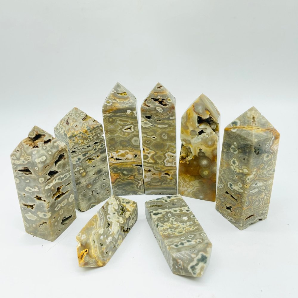 Grey Ocean Jasper Four-Sided Tower Point Wholesale -Wholesale Crystals