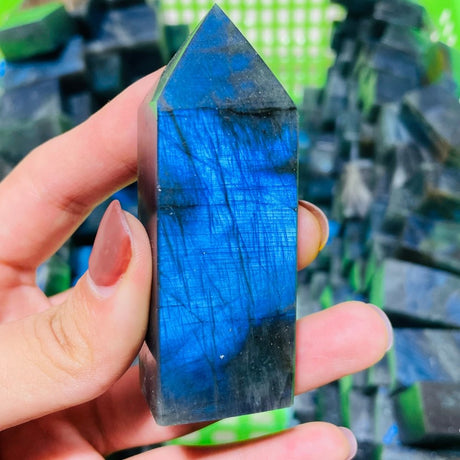 High Quality Blue Labradorite Four-Sided Tower Point Wholesale -Wholesale Crystals
