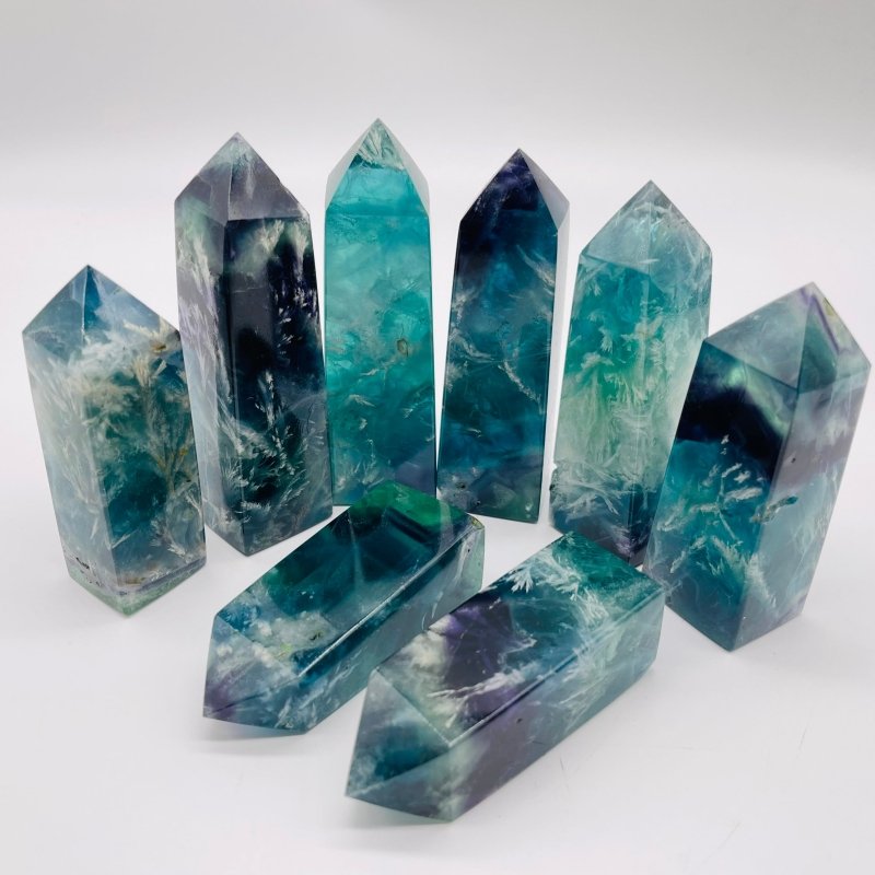 High Quality Feather Fluorite Four-Sided Tower Point Wholesale -Wholesale Crystals