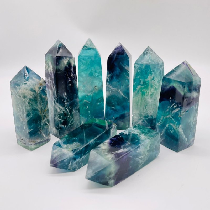 High Quality Feather Fluorite Four-Sided Tower Point Wholesale -Wholesale Crystals
