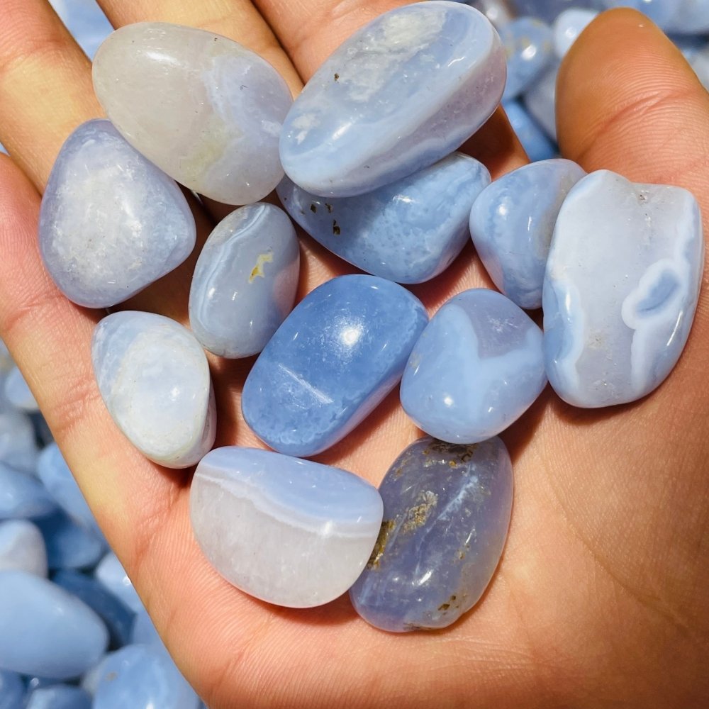High Quality Stripe Blue Chalcedony Tumbled Wholesale -Wholesale Crystals