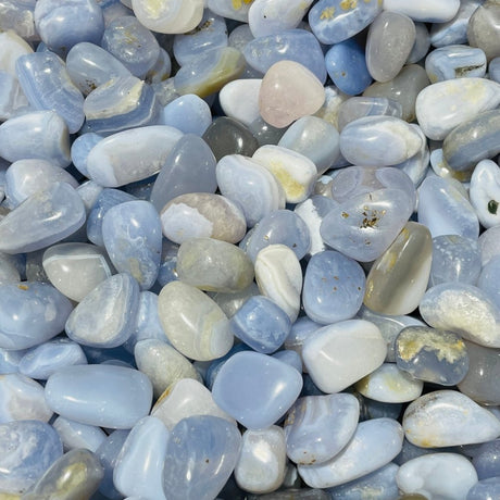 High Quality Stripe Blue Chalcedony Tumbled Wholesale -Wholesale Crystals