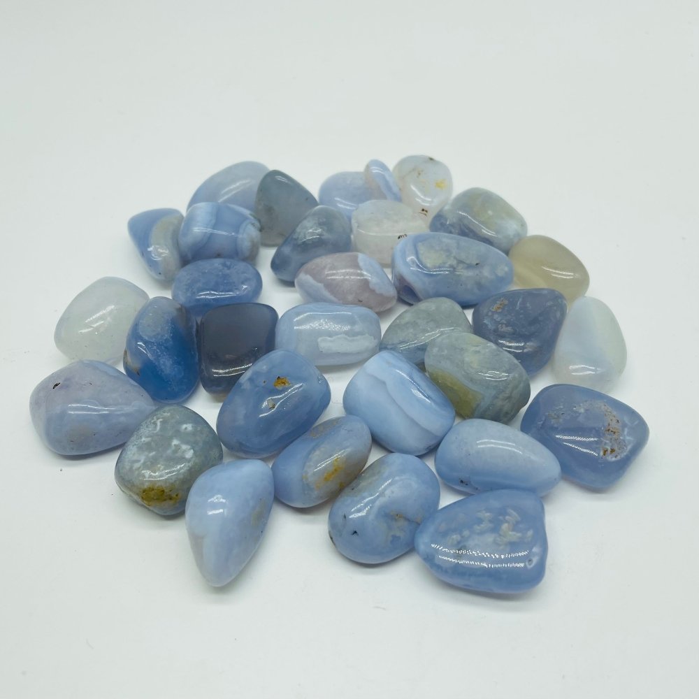 High Quality Stripe Blue Chalcedony Tumbled Wholesale -Wholesale Crystals