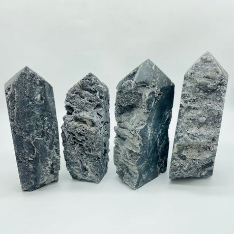 Large Black Sphalerite Geode Quartz Four-Sided Tower Point Wholesale -Wholesale Crystals