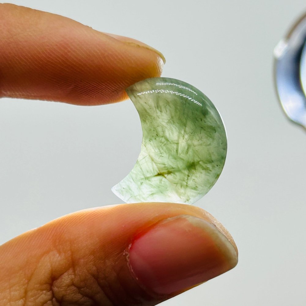 Mini Green Rutile Moon DIY Pendant Wholesale -Wholesale Crystals