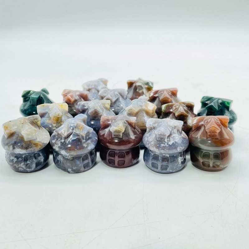 Mini Ocean Jasper Mushroom House Carving Wholesale -Wholesale Crystals