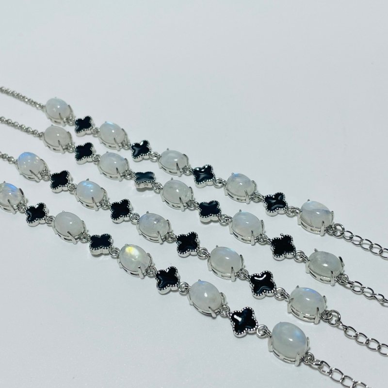 Moonstone Cute Four Leaf Clover Lucky Bracelets Crystal Wholesale -Wholesale Crystals